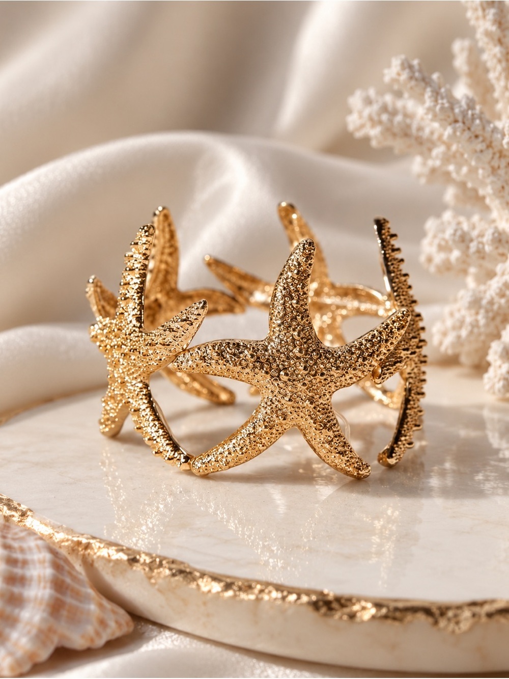 Anthropologie Gold Starfish Cuff Bracelet